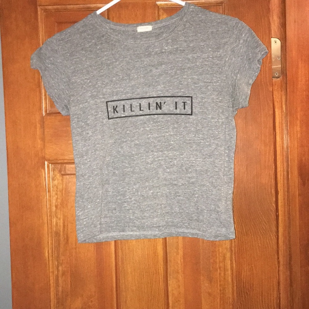 Cropped grey killin it T-shirt